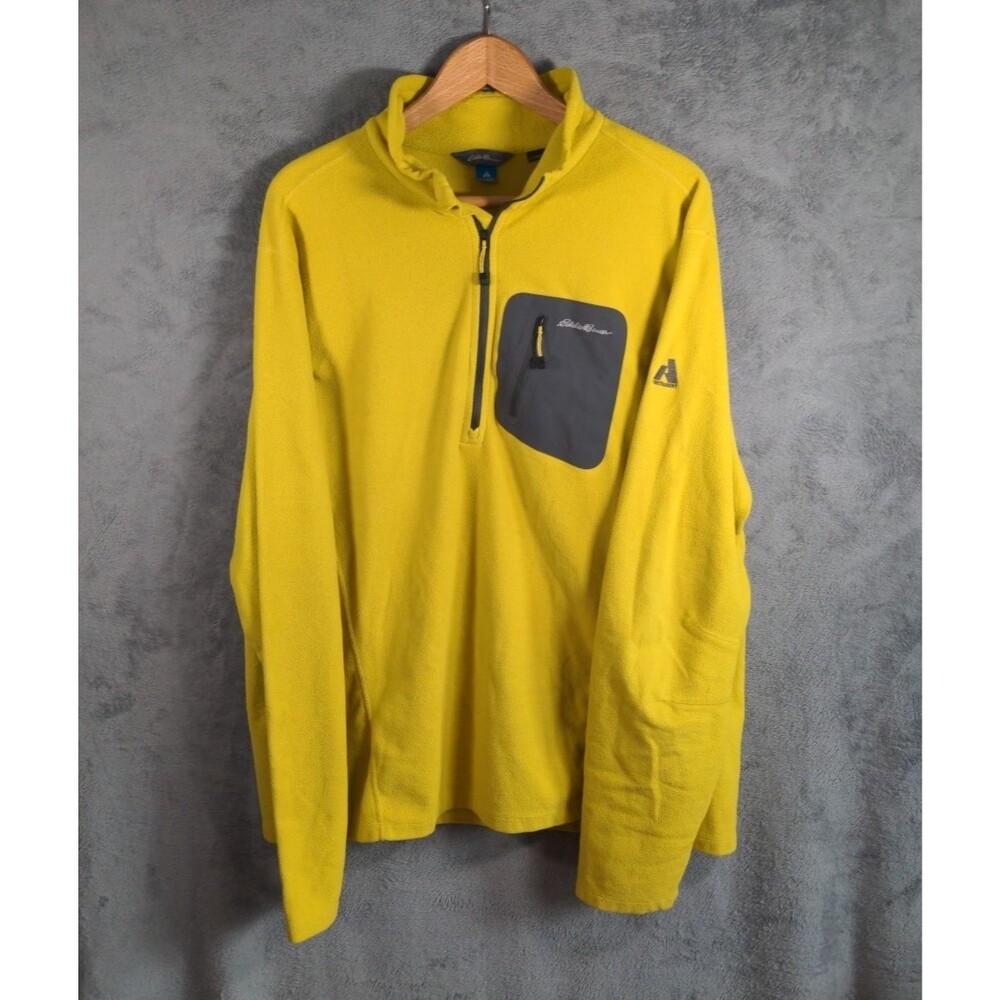 Eddie Bauer First Ascent Fleece 1/4 Zip Pullover Mens XL Tall Yellow Polartec